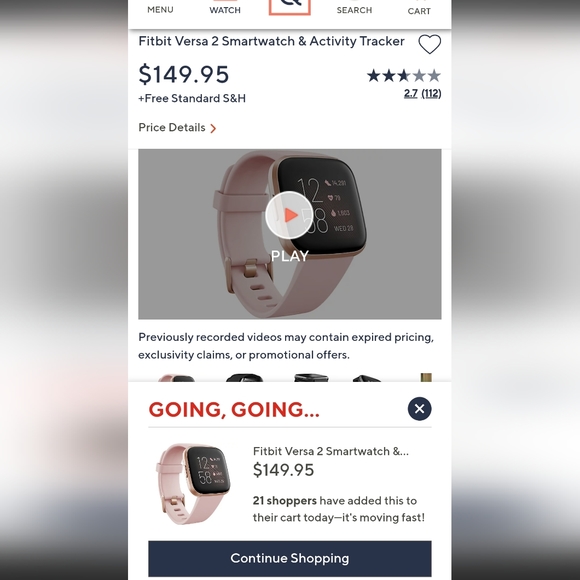 Fitbit Versa 2 Smartwatch Rose Gold with charger, Gift - Picture 10 of 10